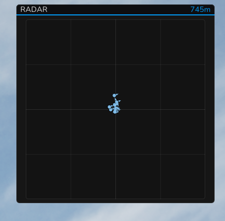 War Dogs 2D radar overlay with range in meters