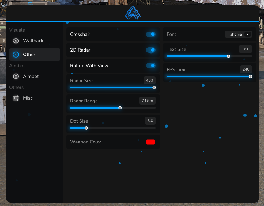 War Dogs interface and performance menu