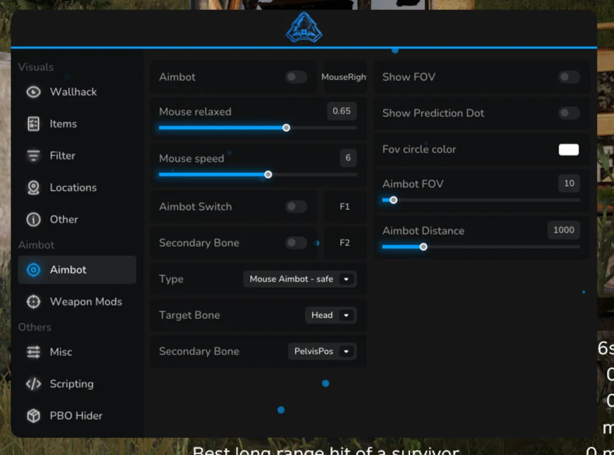 DayZ Aimbot configuration menu