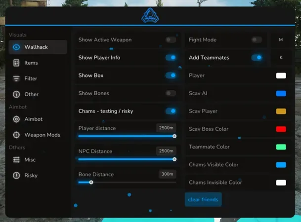 Cheat menu customization